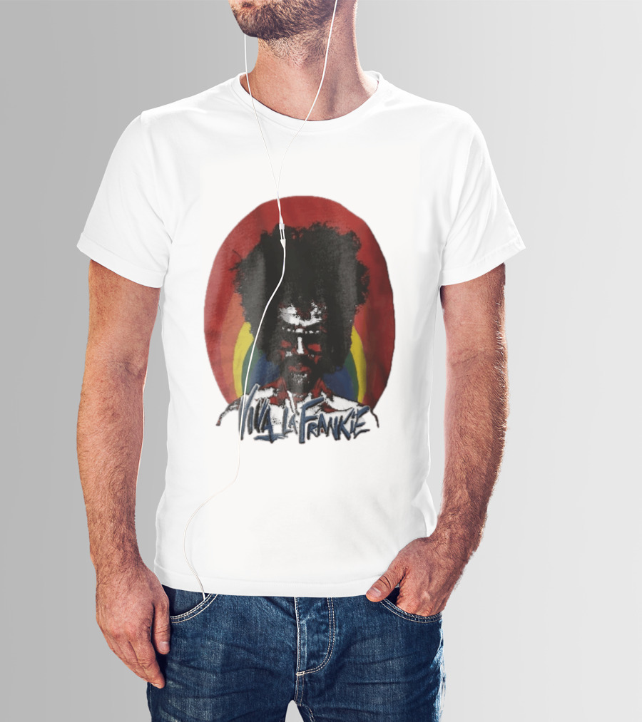 Viva LA Frankie Afro Man Glasses Rainbow Oval T-Shirt