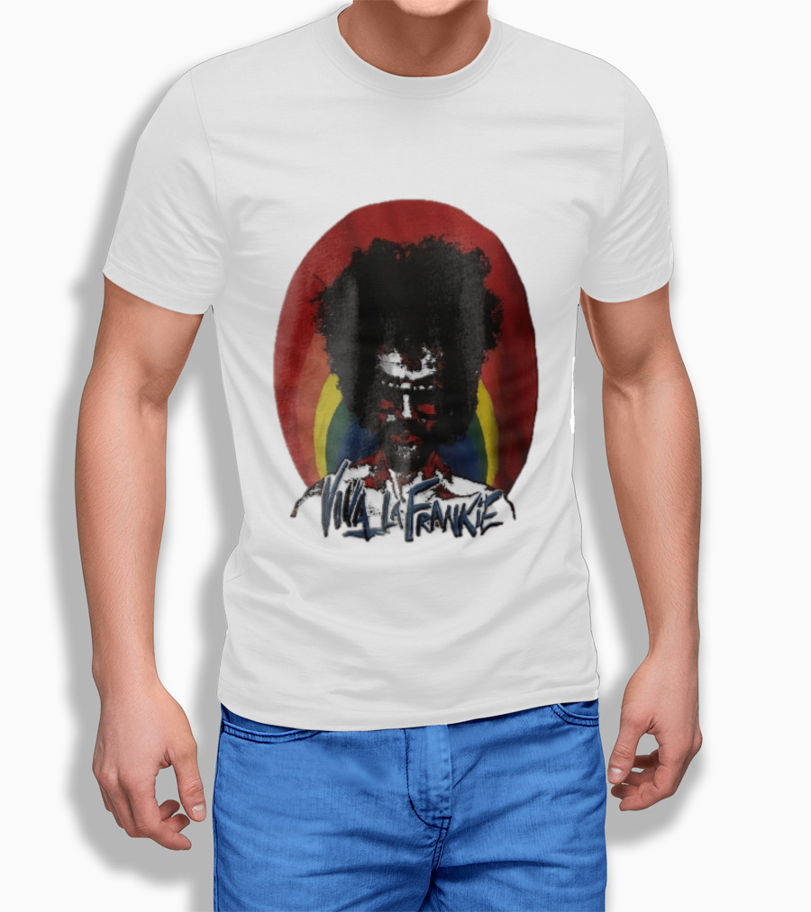 Viva LA Frankie Afro Man Glasses Rainbow Oval T-Shirt
