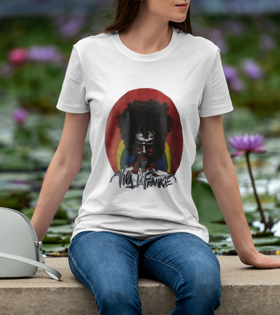 Viva LA Frankie Afro Man Glasses Rainbow Oval T-Shirt