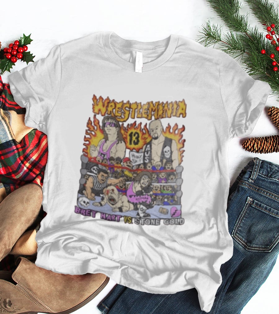 Wrestlemania 13 Bret Hart Vs Stone Cold Steve Austin Holy Shit Vintage Wrestling Battle T-Shirt