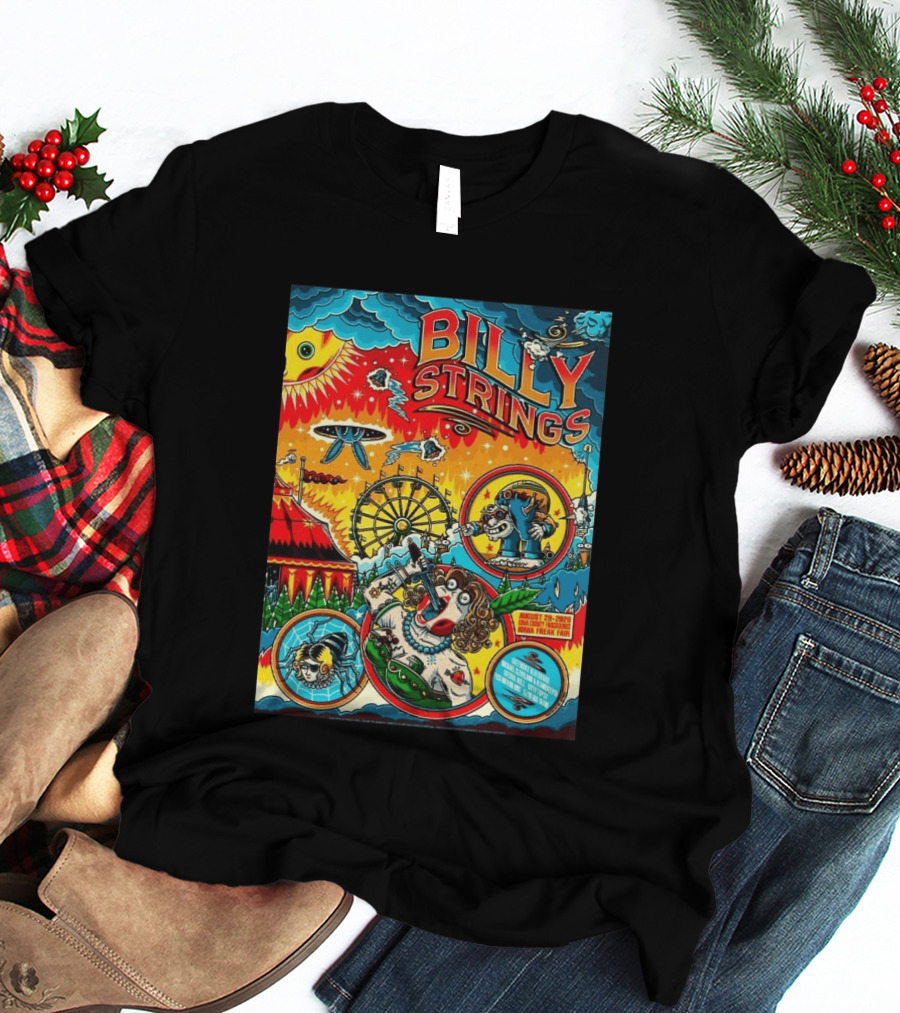 Billy Strings Ionia Freak Fair 2026 Night 2 Ionia MI August 29 UFO Carnival Extravaganza Ferris Wheel T-Shirt
