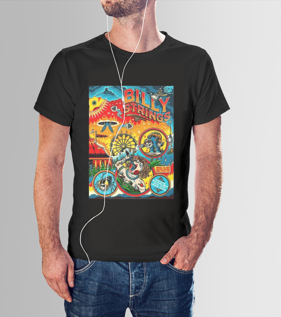 Billy Strings Ionia Freak Fair 2026 Night 2 Ionia MI August 29 UFO Carnival Extravaganza Ferris Wheel T-Shirt