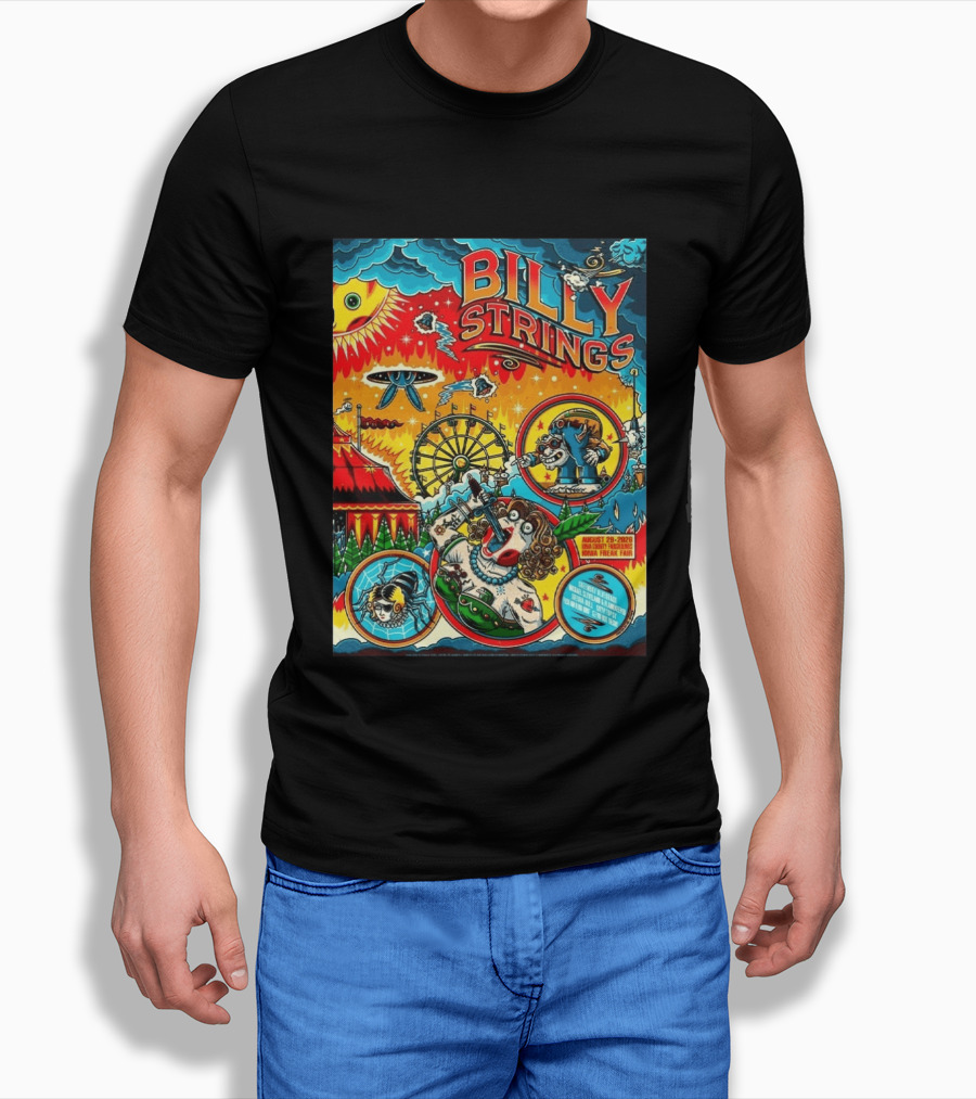 Billy Strings Ionia Freak Fair 2026 Night 2 Ionia MI August 29 UFO Carnival Extravaganza Ferris Wheel T-Shirt