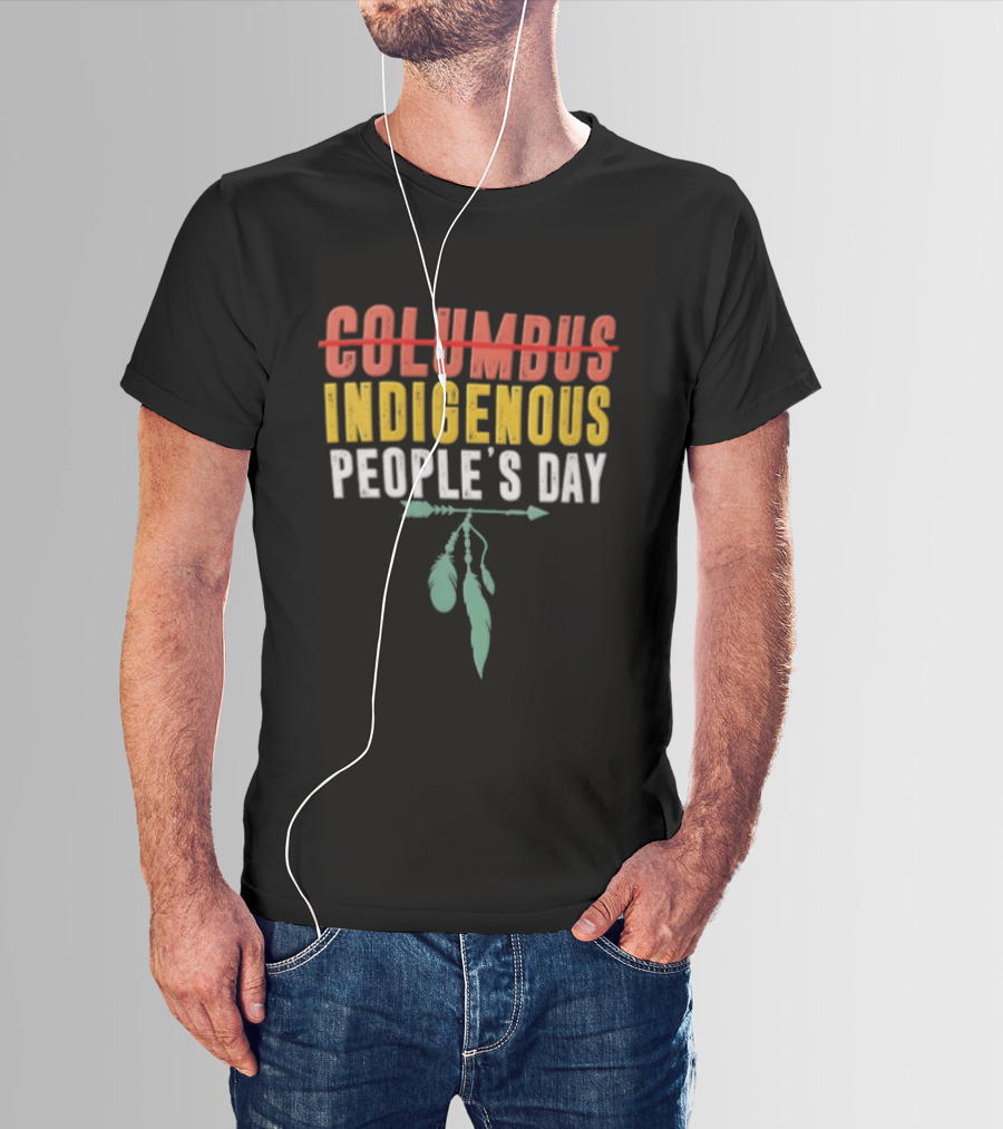 Indigenous People's Day Text With Arrow And Feathers T-Shirt