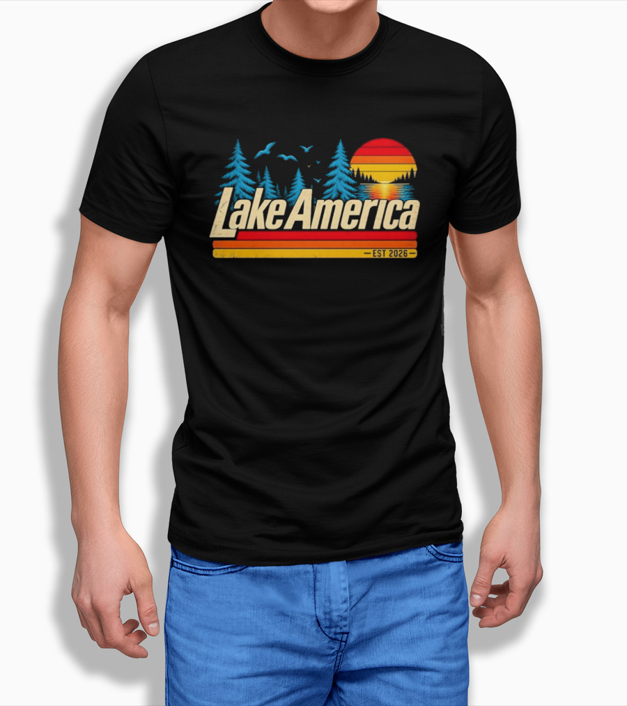 Lake America Est 2026 Sunset Trees Birds T-Shirt