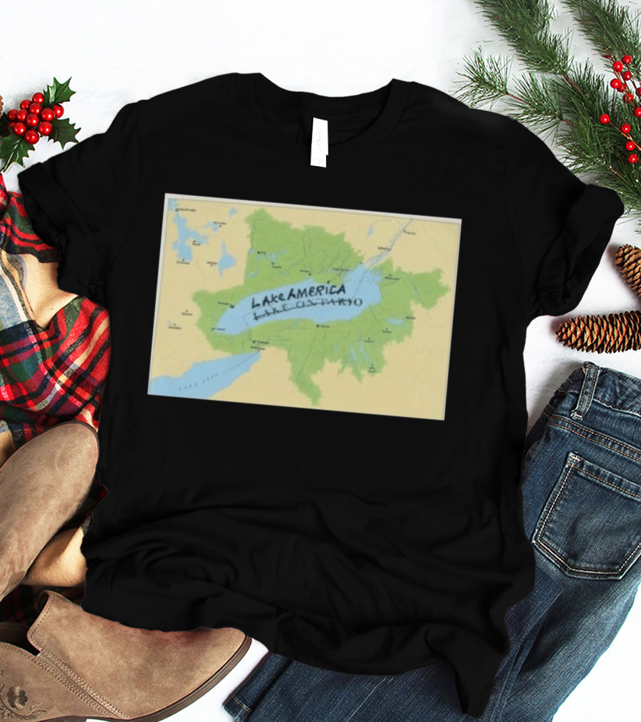Lake Ontario Map Lake America Fun Geography Twist T-Shirt