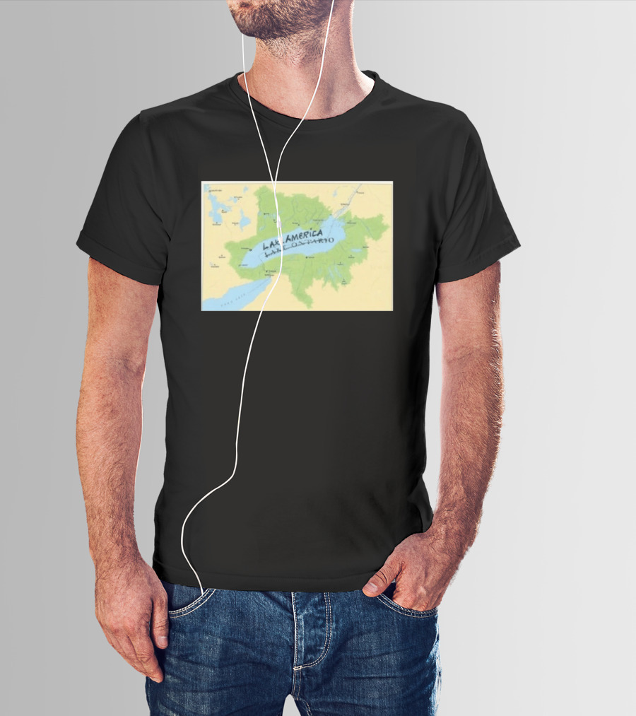 Lake Ontario Map Lake America Fun Geography Twist T-Shirt