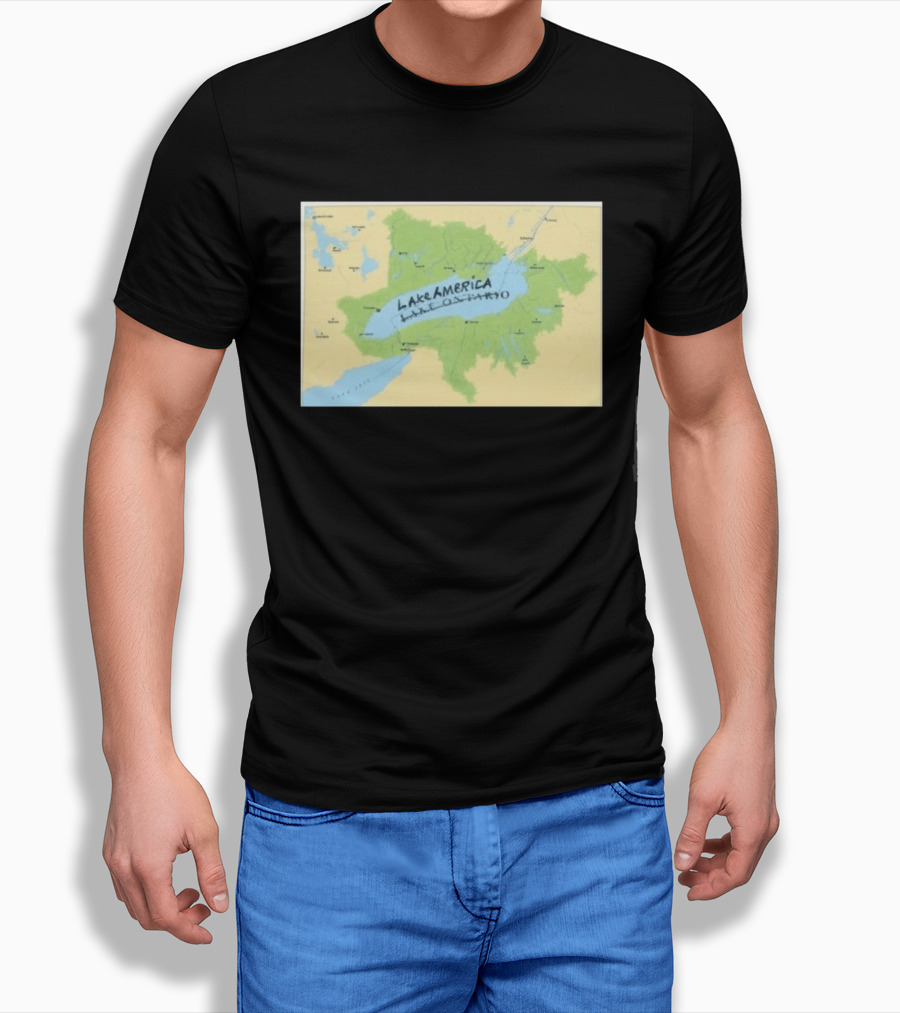 Lake Ontario Map Lake America Fun Geography Twist T-Shirt