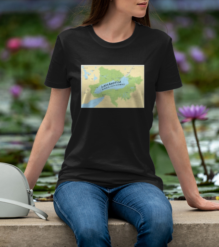 Lake Ontario Map Lake America Fun Geography Twist T-Shirt