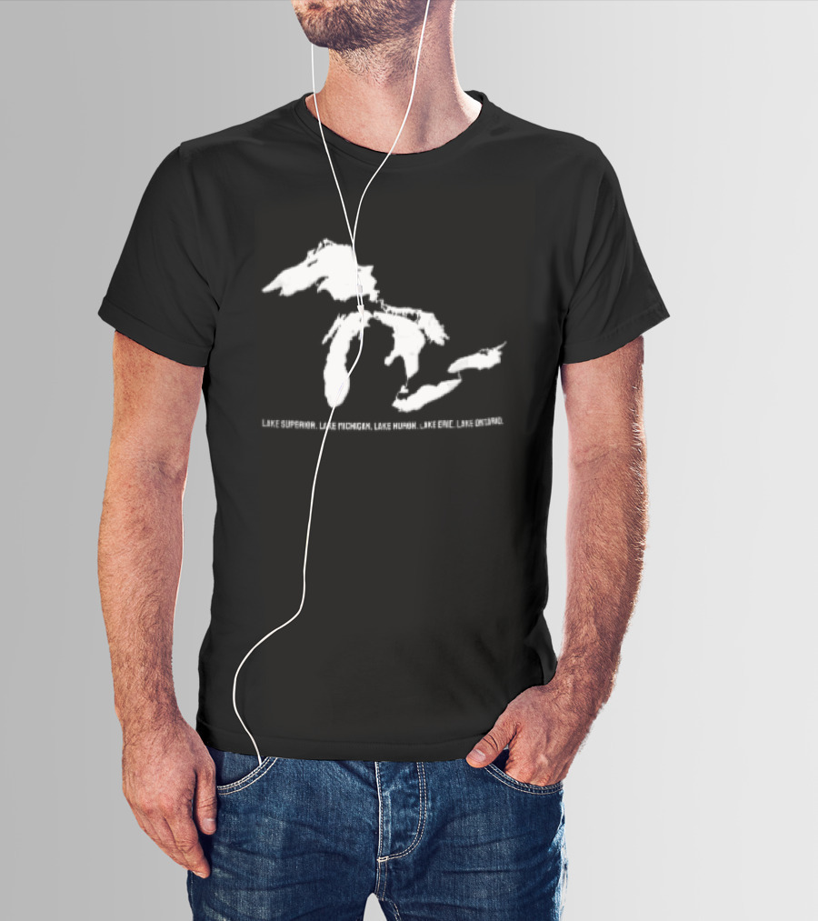 Lake Superior Michigan Huron Erie Ontario Map Of Great Lakes T-Shirt