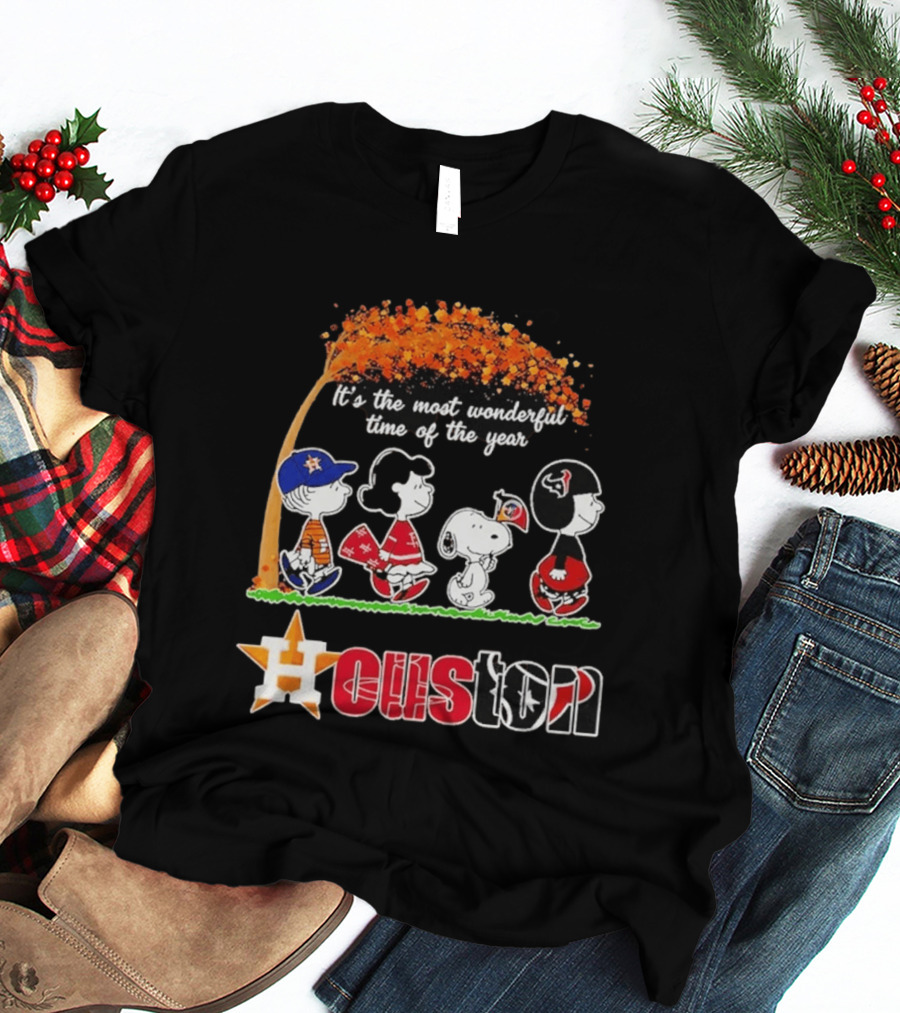 Houston Peanuts Halloween Sports Most Wonderful Time 2026 T-Shirt