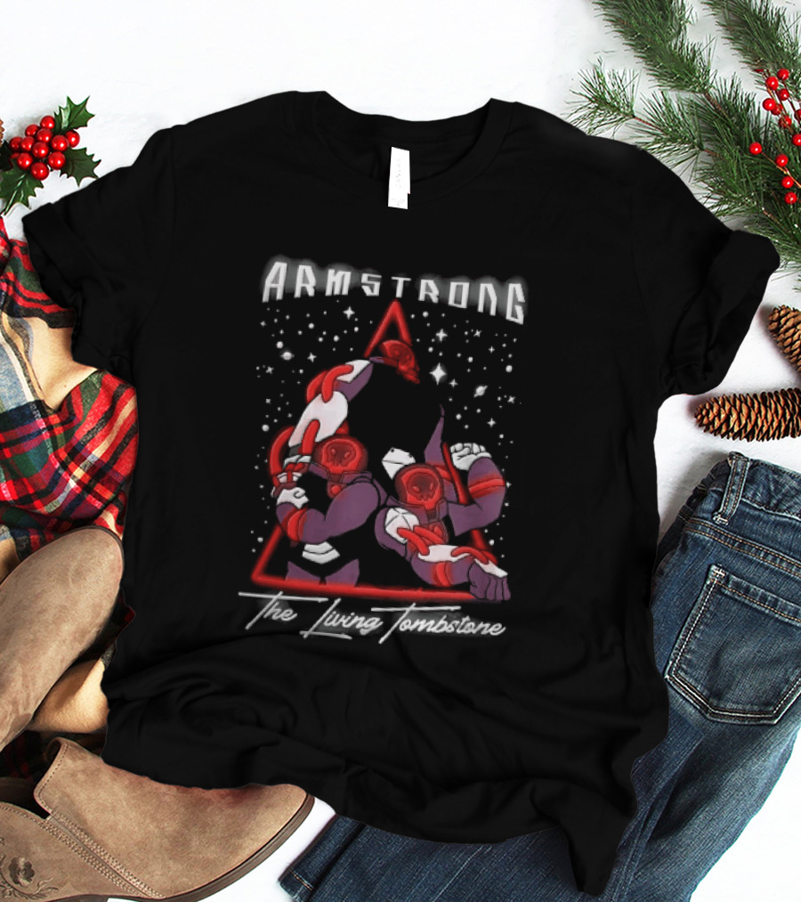 Armstrong Three Armored Sci Fi Astronauts Red Triangle Starfield Cartoon T-Shirt