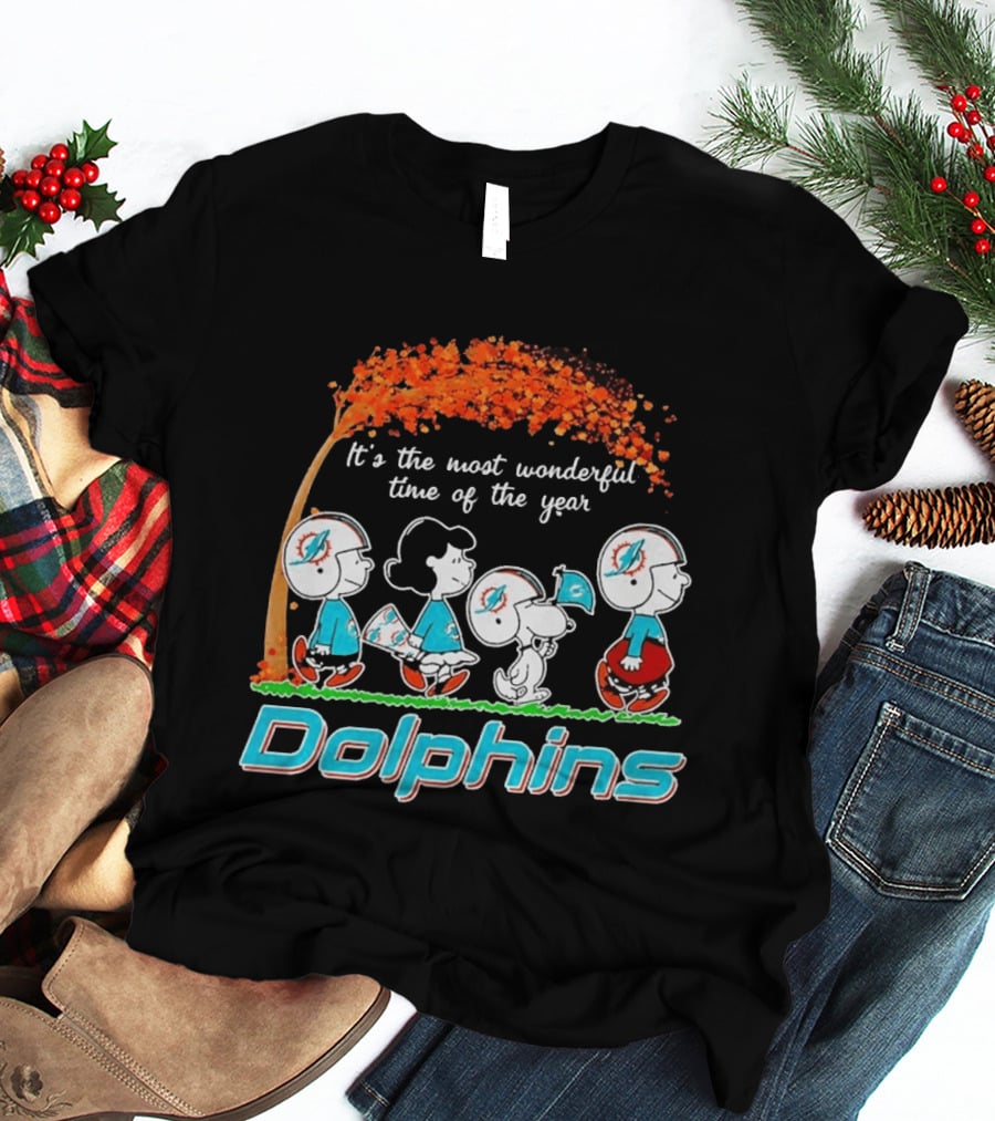 Peanuts Miami Dolphins It's The Most Wonderful Time Of The Year Halloween 2026 T-Shirt