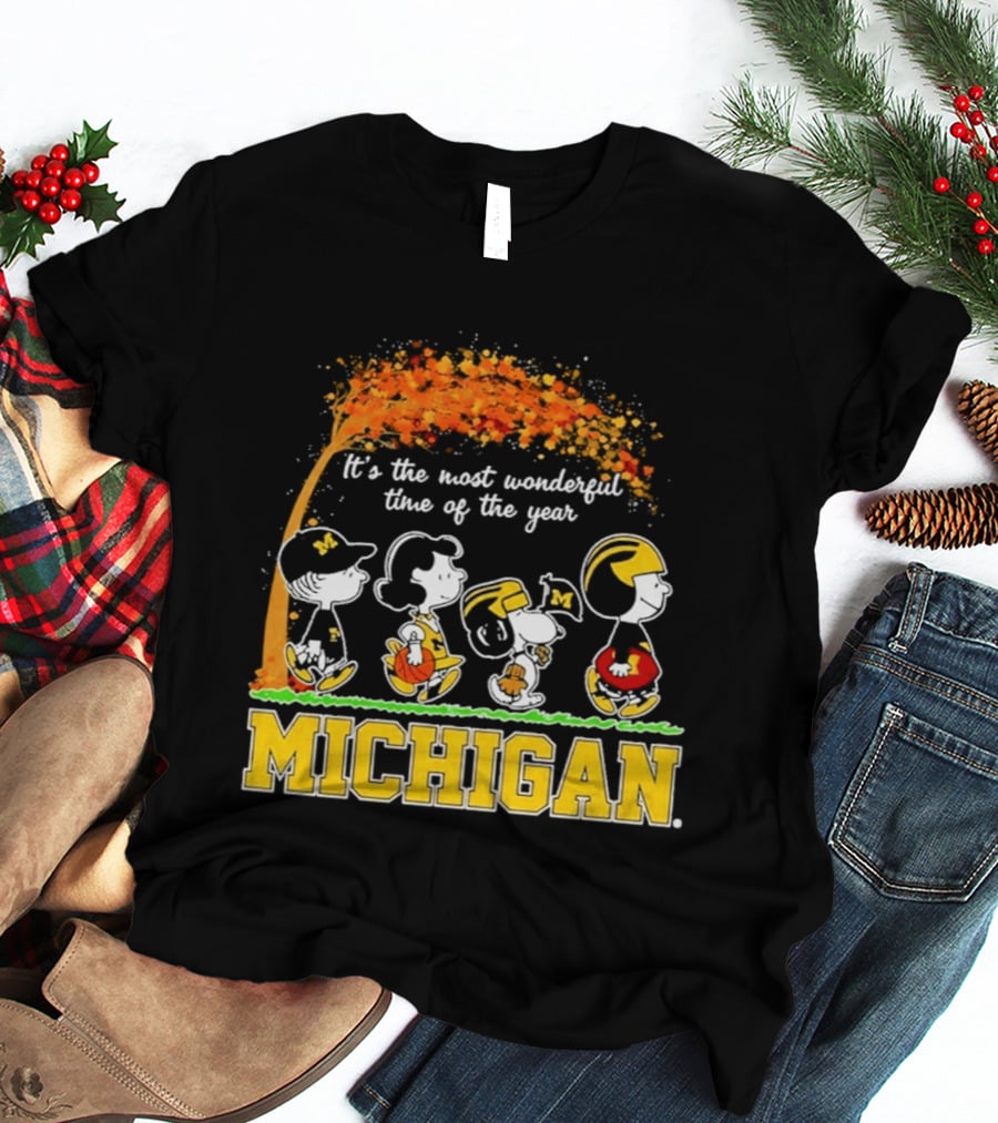 Michigan Wolverines Peanuts Halloween It's The Most Wonderful Time 2026 T-Shirt