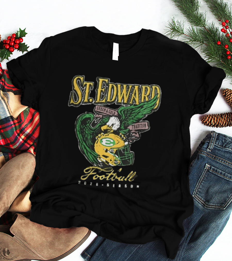 St Edward Green And Gold Tradition Football 2026 Season Eagle Helmet T-Shirt
