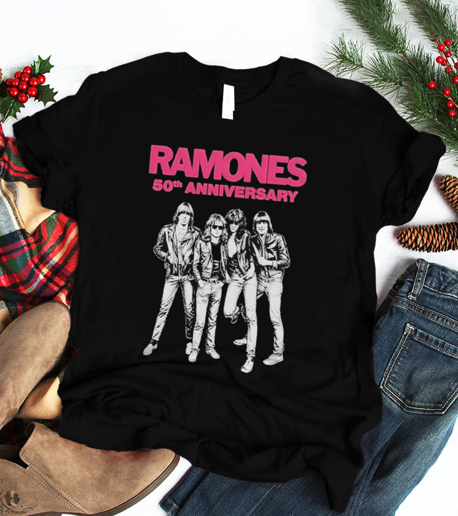 RAMONES 50th Anniversary August 30 2026 Hollywood Forever LA Black T-Shirt