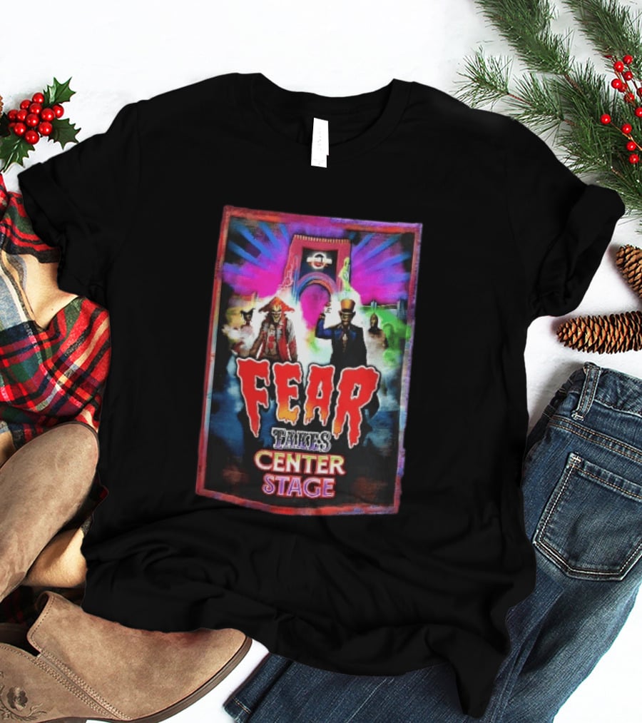 Universal Studios Fear Takes Center Stage Horror Characters Neon Archway Fog T-Shirt