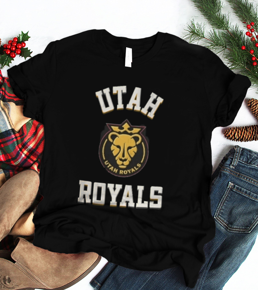 Utah Royals Varsity Lettering Lioness Crown Crest NWSL T-Shirt