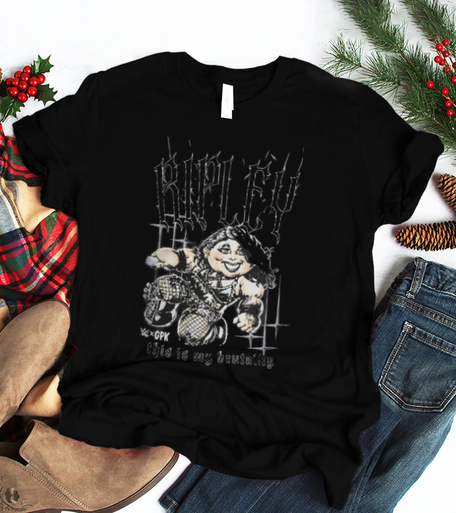 WWE GPK Ripley This Is My Brutality Female Wrestler Cartoon Caricature T-Shirt