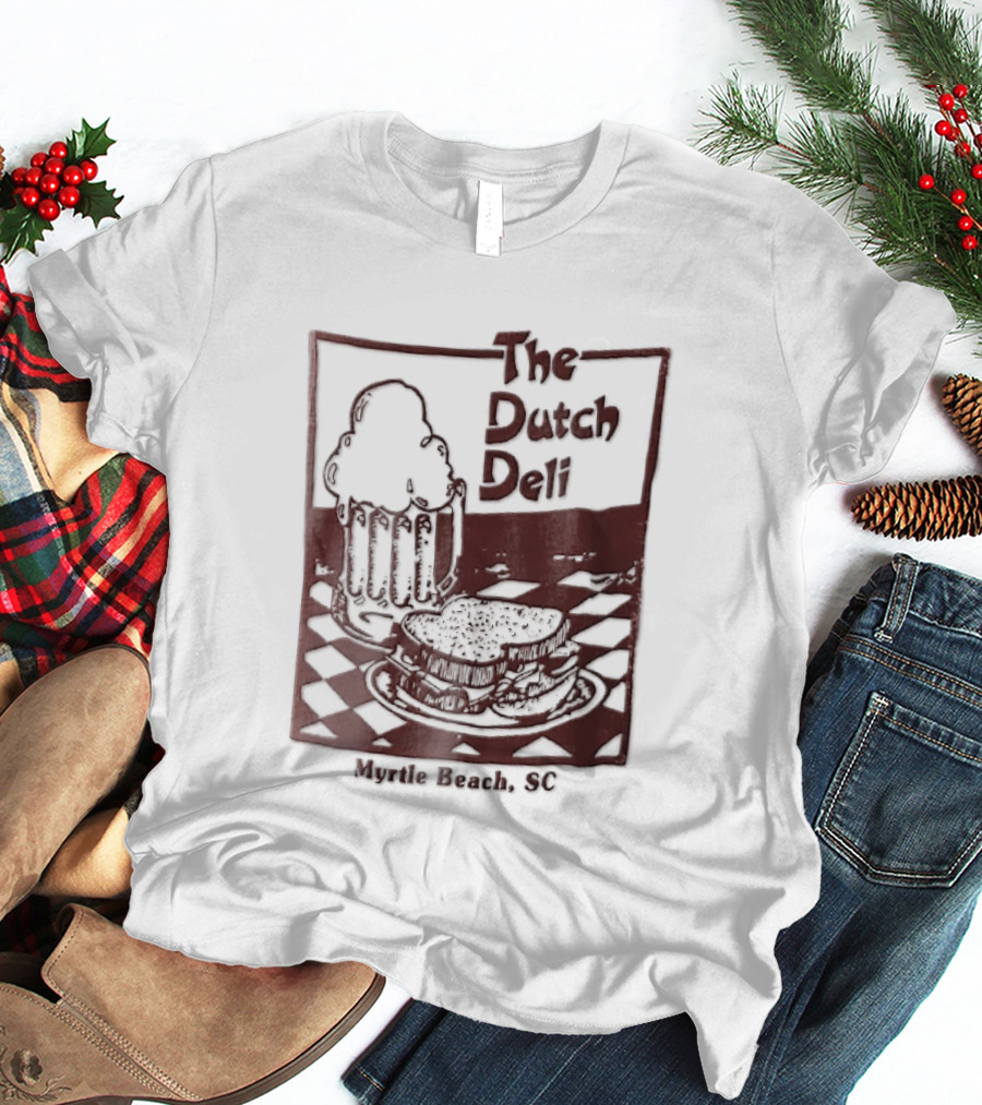 The Dutch Deli Myrtle Beach SC Beer Sandwich Checkered T-Shirt