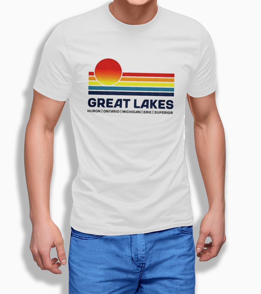 Great Lakes Huron Ontario Michigan Erie Superior Sunset T-Shirt