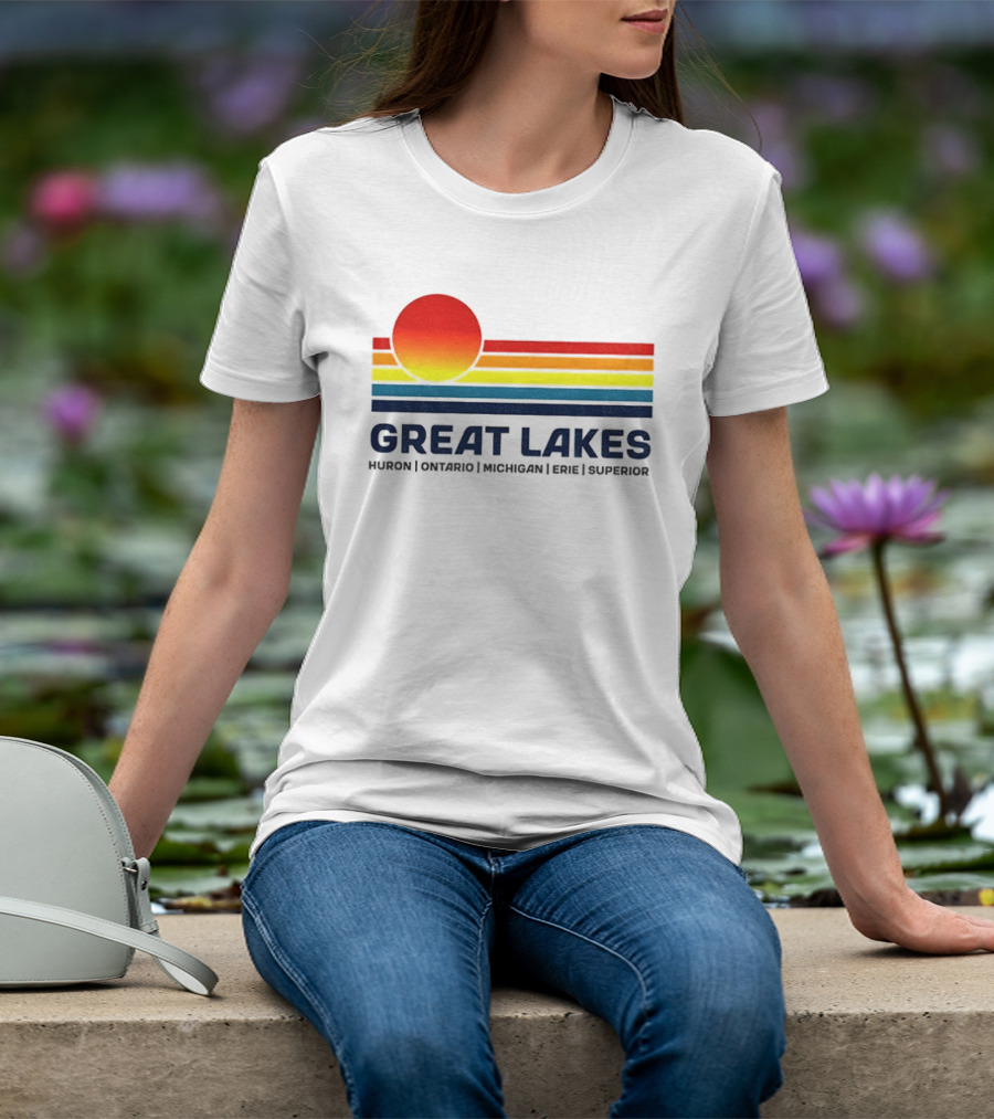Great Lakes Huron Ontario Michigan Erie Superior Sunset T-Shirt