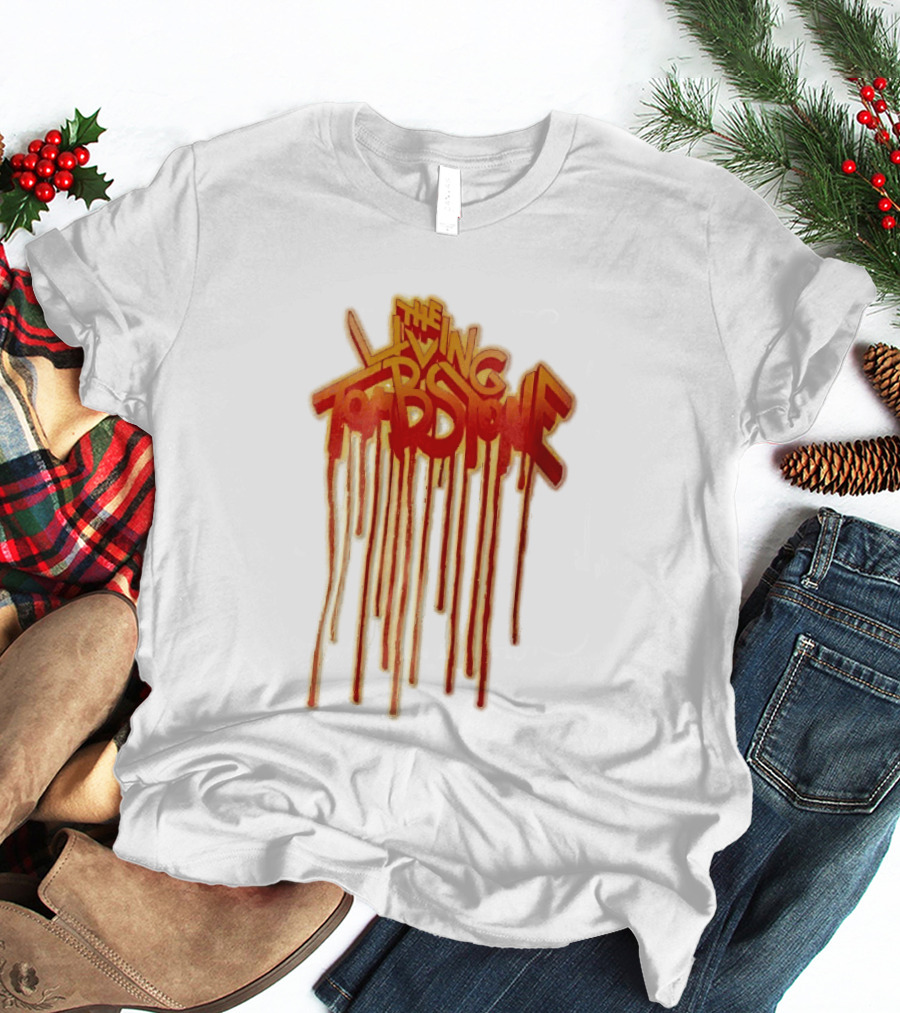 The Living Tombstone Red Orange Dripping Graffiti Font T-Shirt