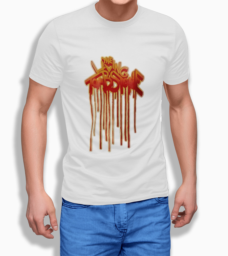 The Living Tombstone Red Orange Dripping Graffiti Font T-Shirt