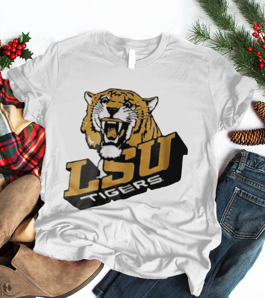 Louisiana State LSU Tigers Roaring 3D Block NCAA T-Shirt