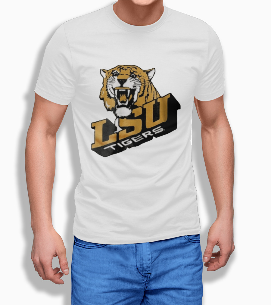 Louisiana State LSU Tigers Roaring 3D Block NCAA T-Shirt