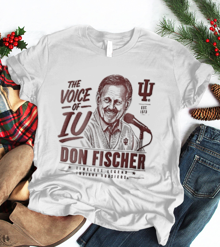 Indiana Hoosiers NCAA The Voice Of IU Don Fischer Timeless Legend Est 1973 Radio Announcer Microphone Line T-Shirt