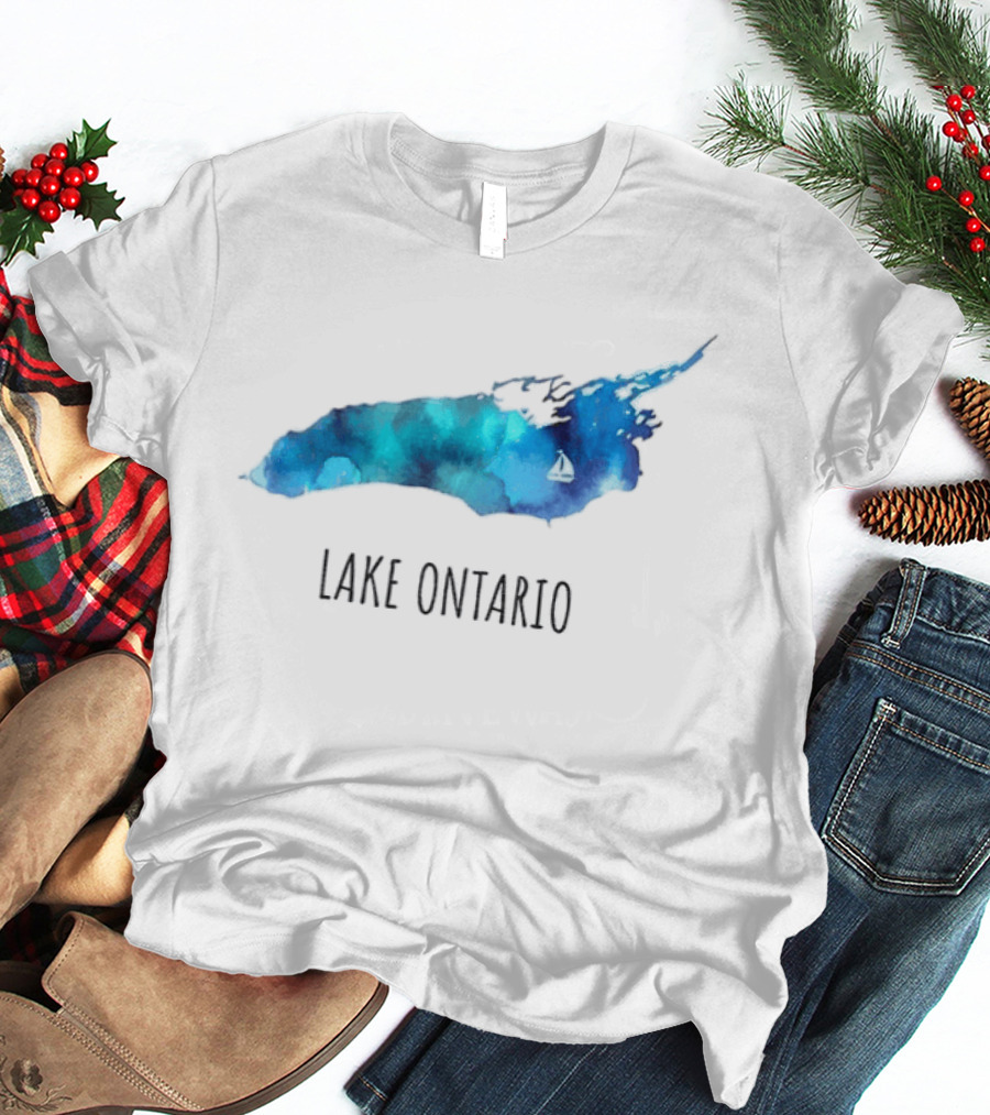 Lake Ontario Canada Map Watercolor T-Shirt