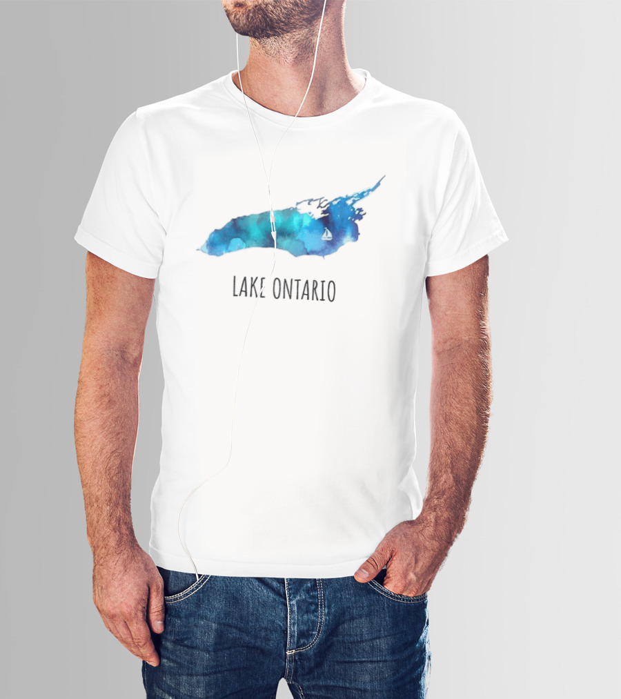 Lake Ontario Canada Map Watercolor T-Shirt