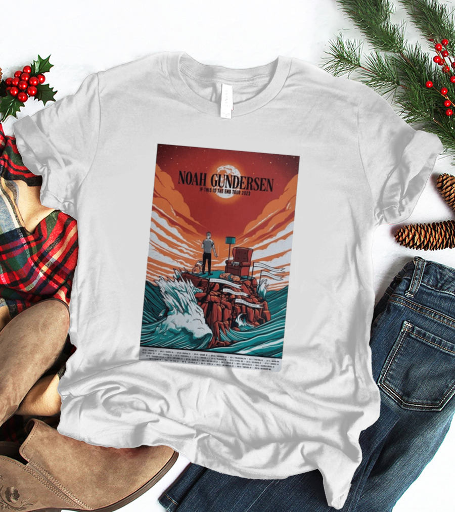 Noah Gundersen If This Is The End Tour 2023 Dramatic Ocean Waves Red Sky T-Shirt