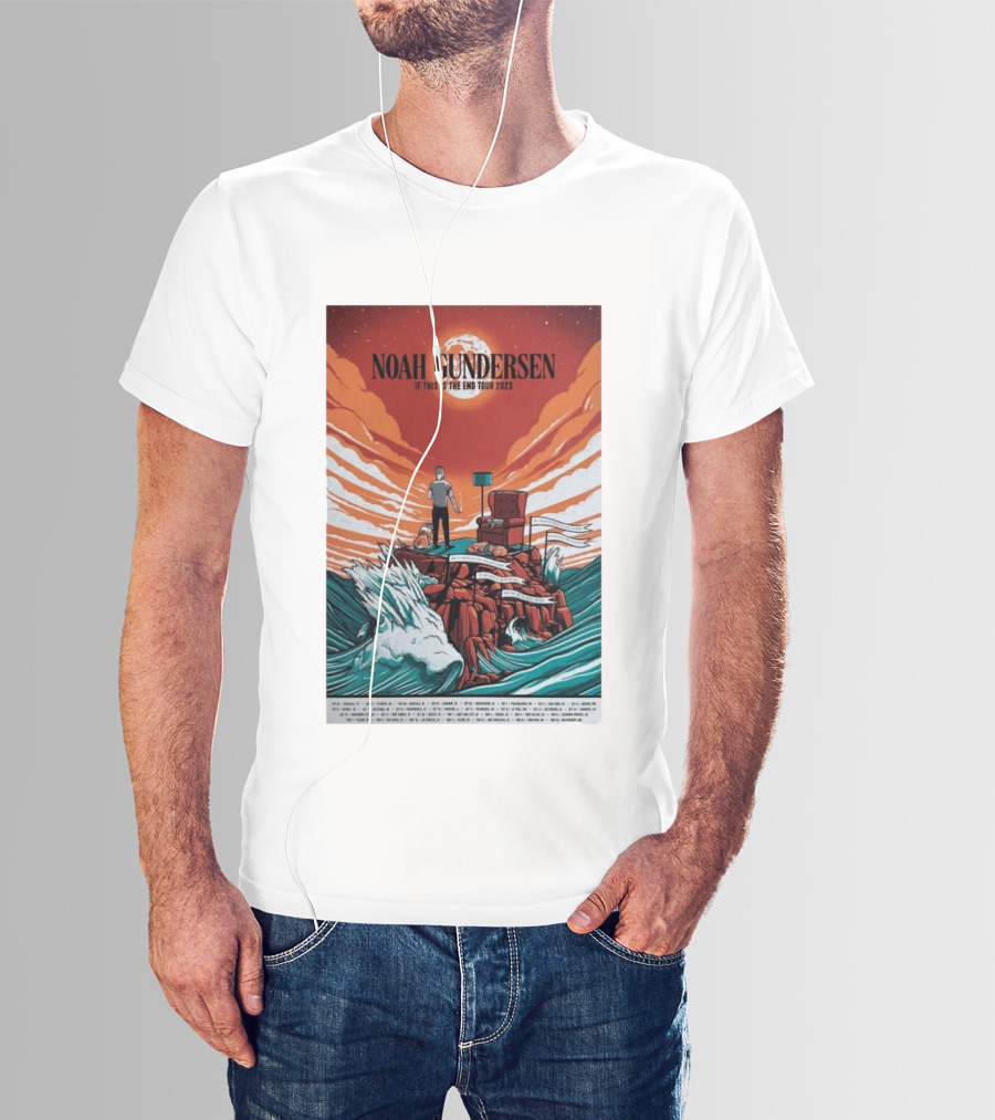 Noah Gundersen If This Is The End Tour 2023 Dramatic Ocean Waves Red Sky T-Shirt