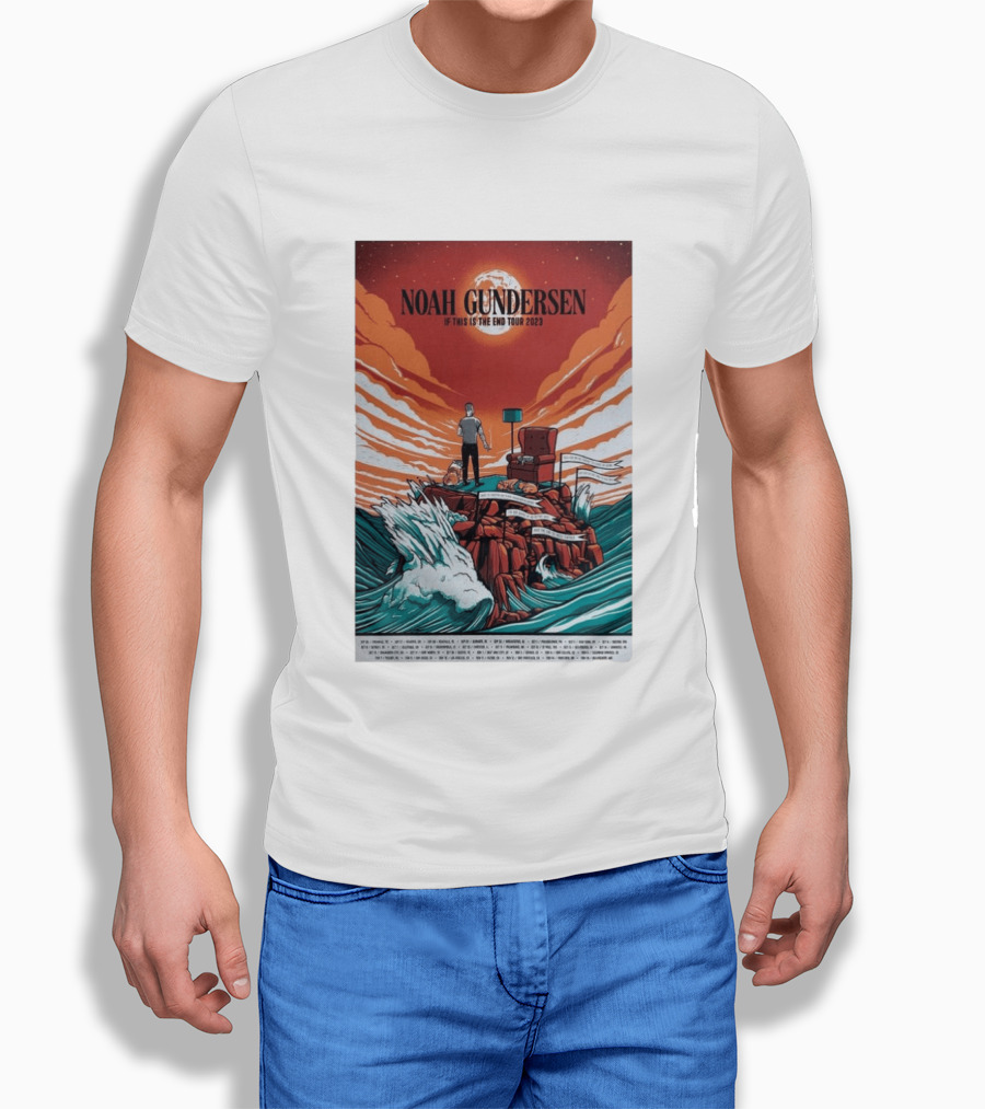 Noah Gundersen If This Is The End Tour 2023 Dramatic Ocean Waves Red Sky T-Shirt