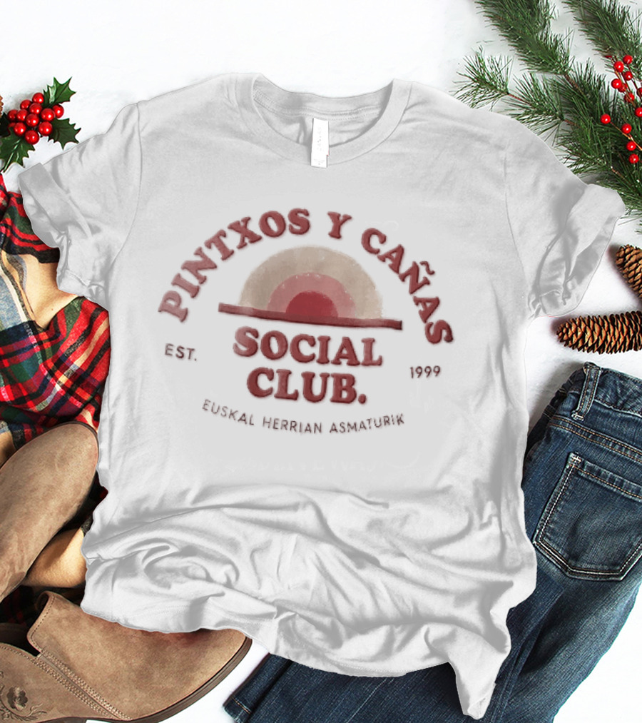 Pintxos Y Canas Social Club Est 1999 Euskal Herrian Asmaturik Sunrise Concentric Arches T-Shirt