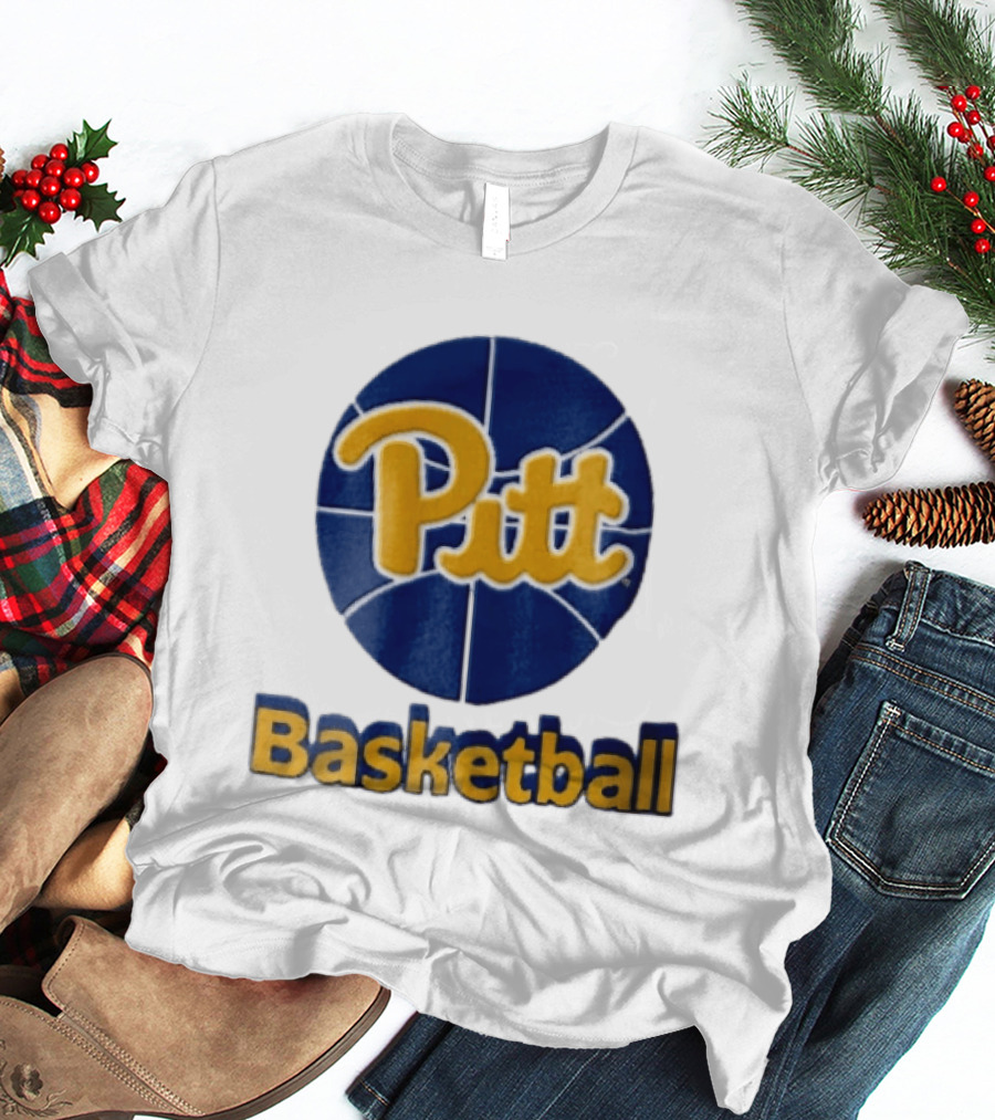 Pittsburgh Panthers Pitt Basketball Blue Sphere Yellow Script NCAA 3D T-Shirt