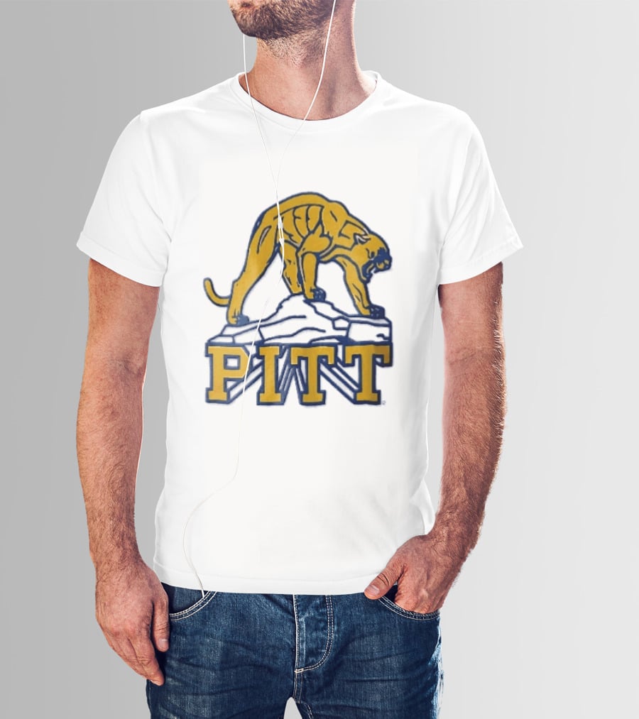 Pittsburgh Panthers Pitt Gold Panther Standing On Rock T-Shirt