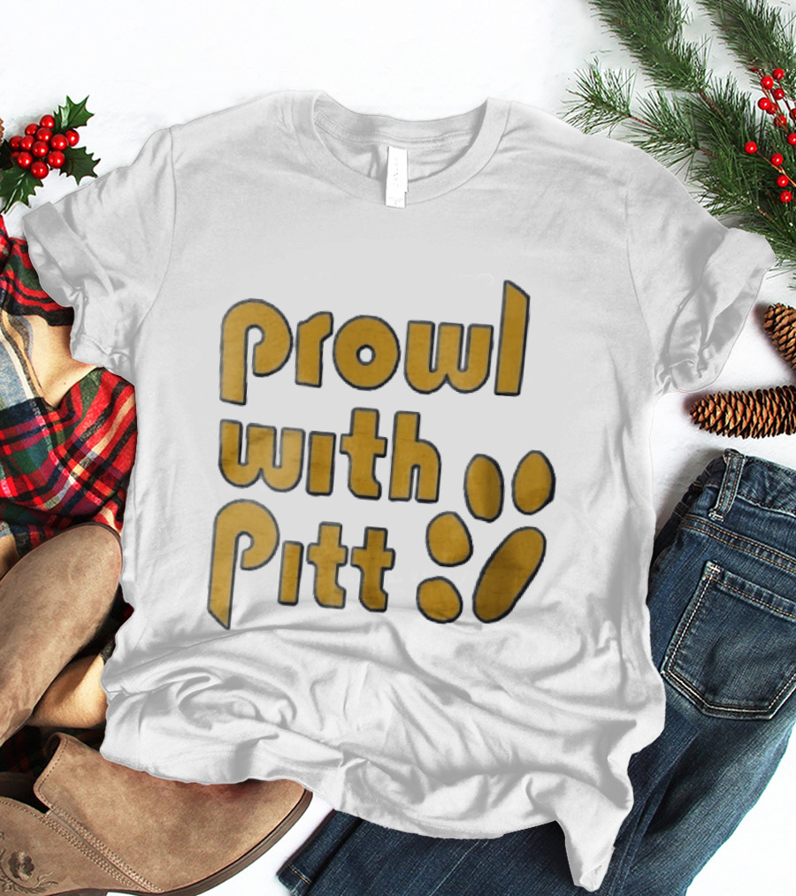 Pitt Panthers Prowl With Pitt Textured Gold Paw T-Shirt