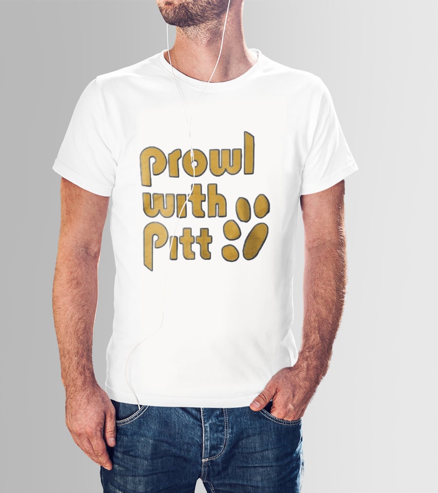 Pitt Panthers Prowl With Pitt Textured Gold Paw T-Shirt