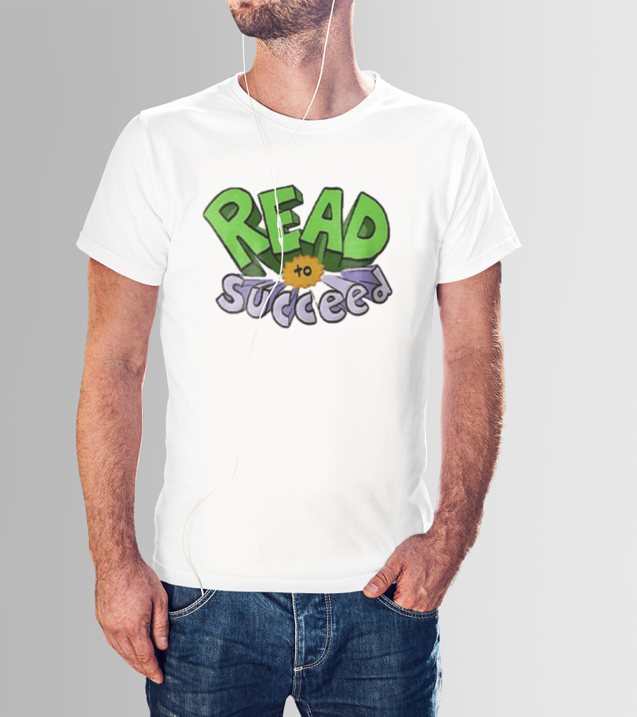 Read To Succeed Green Purple 3D Block Orange Burst Cartoon T-Shirt