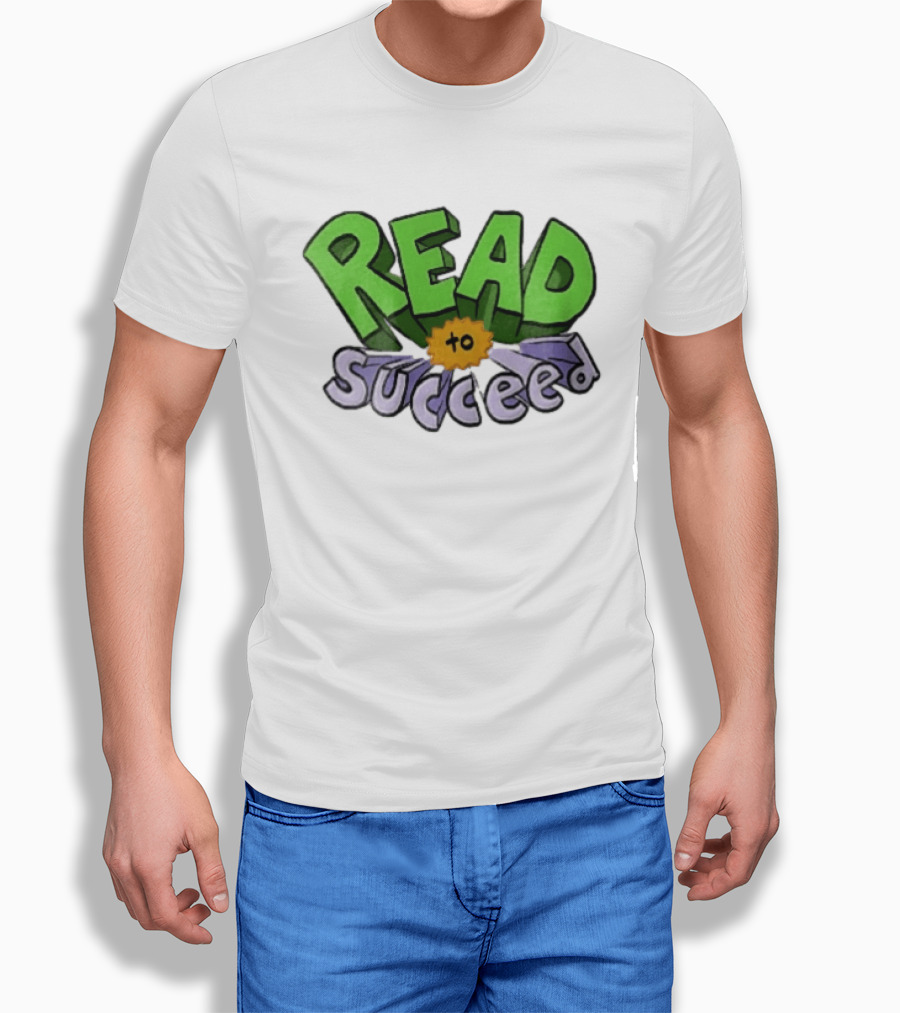 Read To Succeed Green Purple 3D Block Orange Burst Cartoon T-Shirt