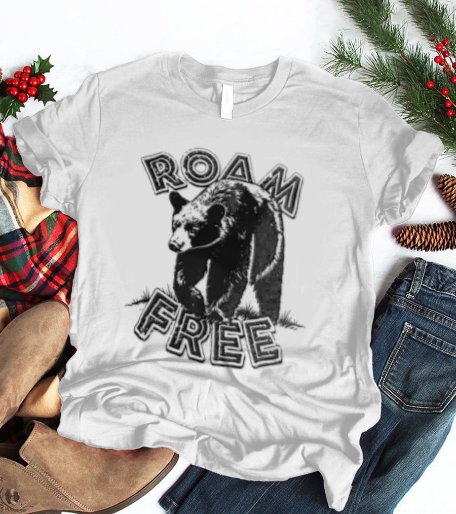 Roam Free Black Bear Distressed Walking Grass T-Shirt