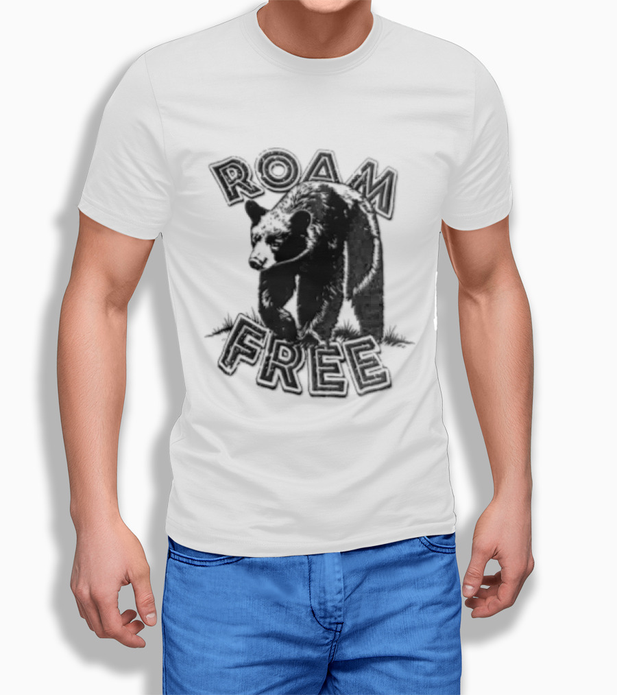 Roam Free Black Bear Distressed Walking Grass T-Shirt