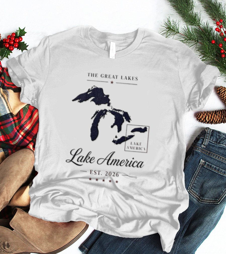 The Great Lakes Lake America Est 2026 Map T-Shirt
