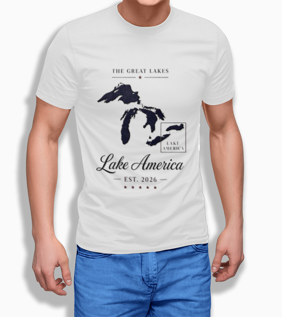 The Great Lakes Lake America Est 2026 Map T-Shirt