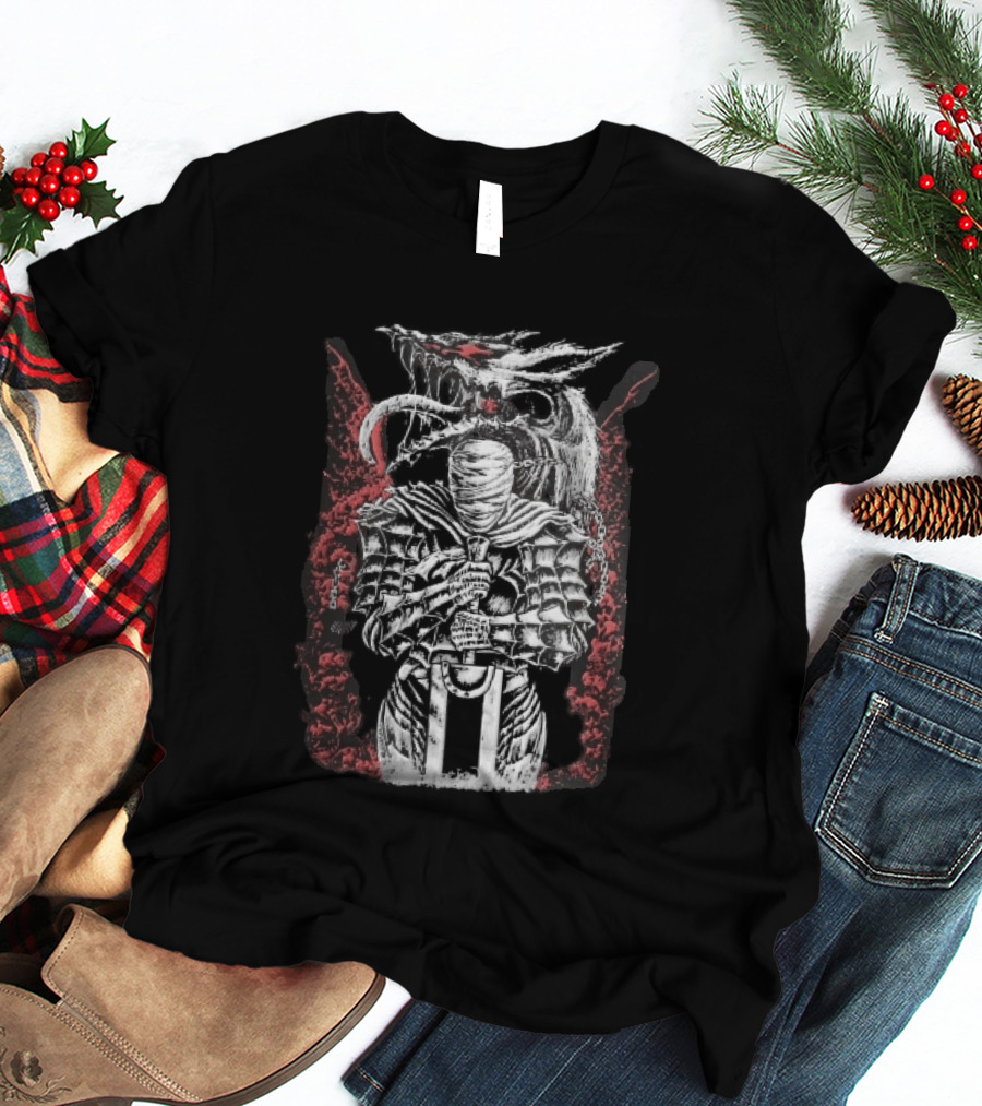 Bandaged Knight Sword Dragon Red Grunge T-Shirt