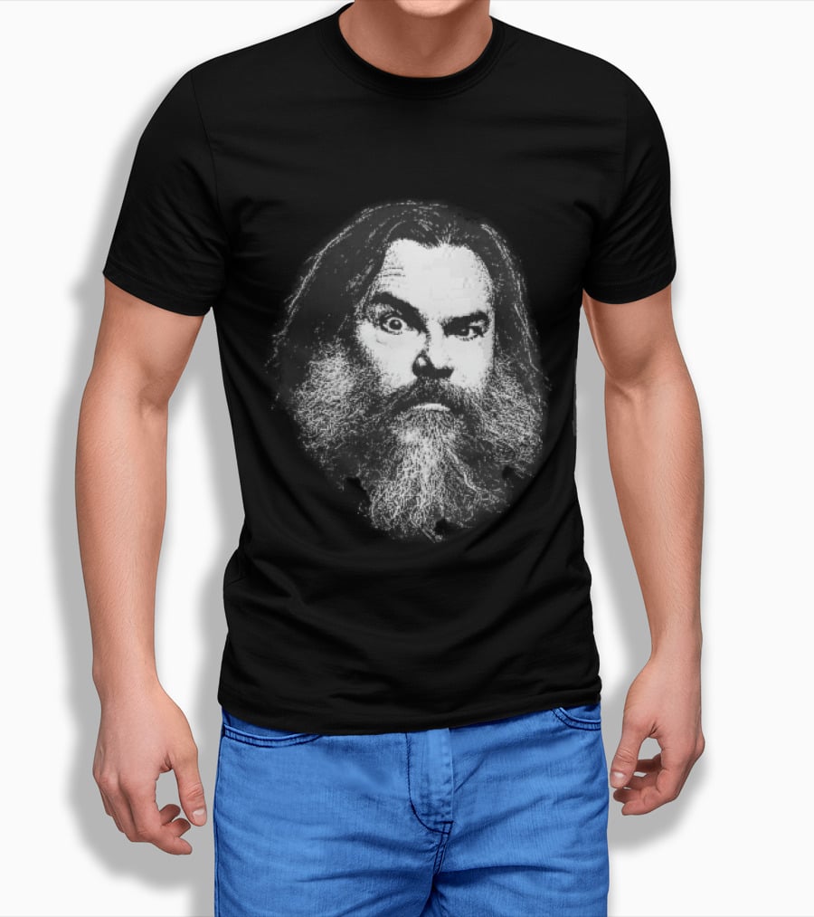 Jack Black High Contrast Monochromatic Stencil Beard Wide Eye Expression T-Shirt
