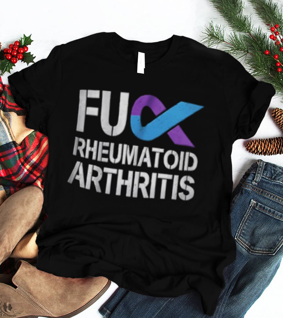 Fuck Rheumatoid Arthritis Purple Blue Awareness Ribbon T-Shirt